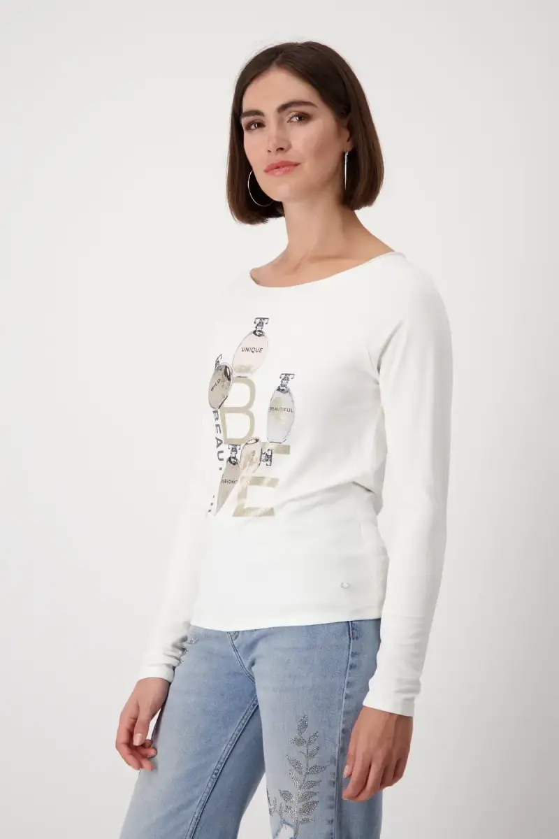 Monari Shirt mit Parfüm Flakons Print Kostenloser Versand