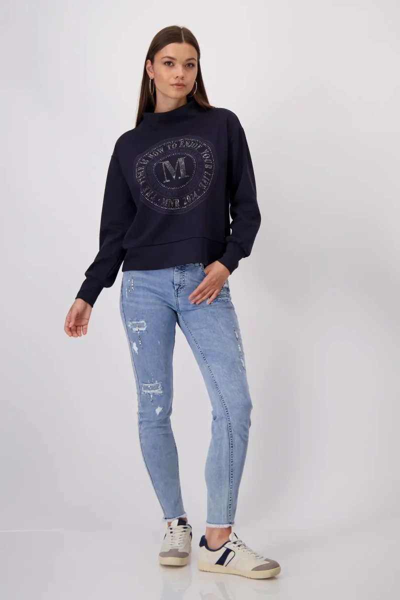 Monari Sweatshirt mit Emblem Print Saisonschlussverkauf