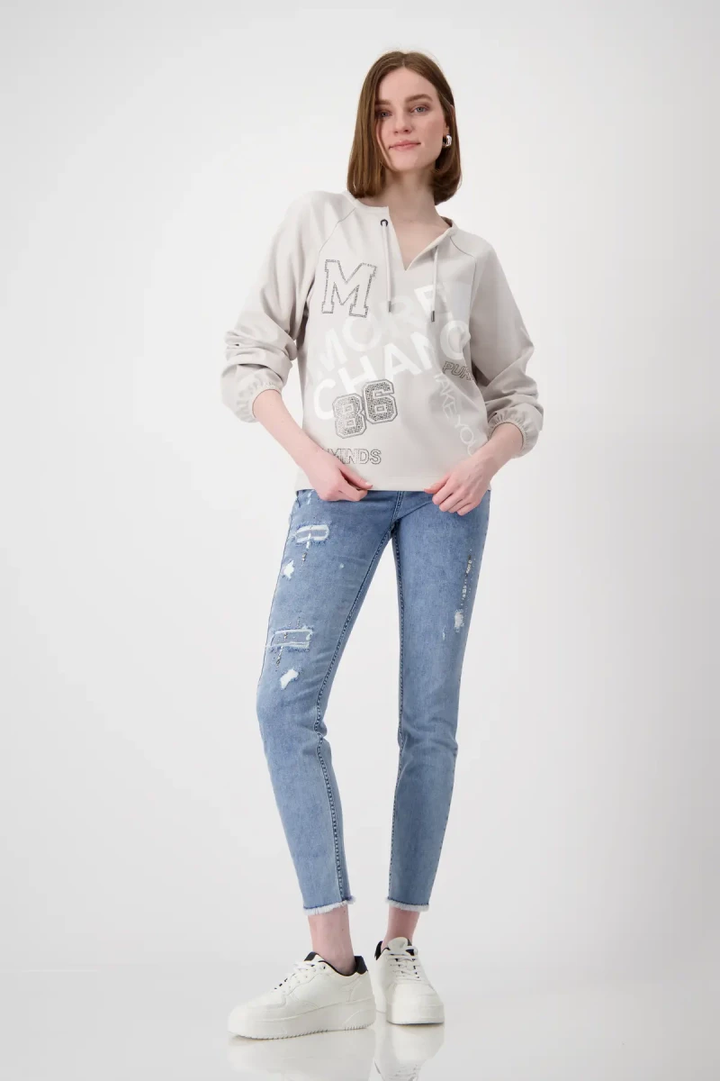 Monari Sweatshirt mit Schmuckschrift Weihnachtsangebot