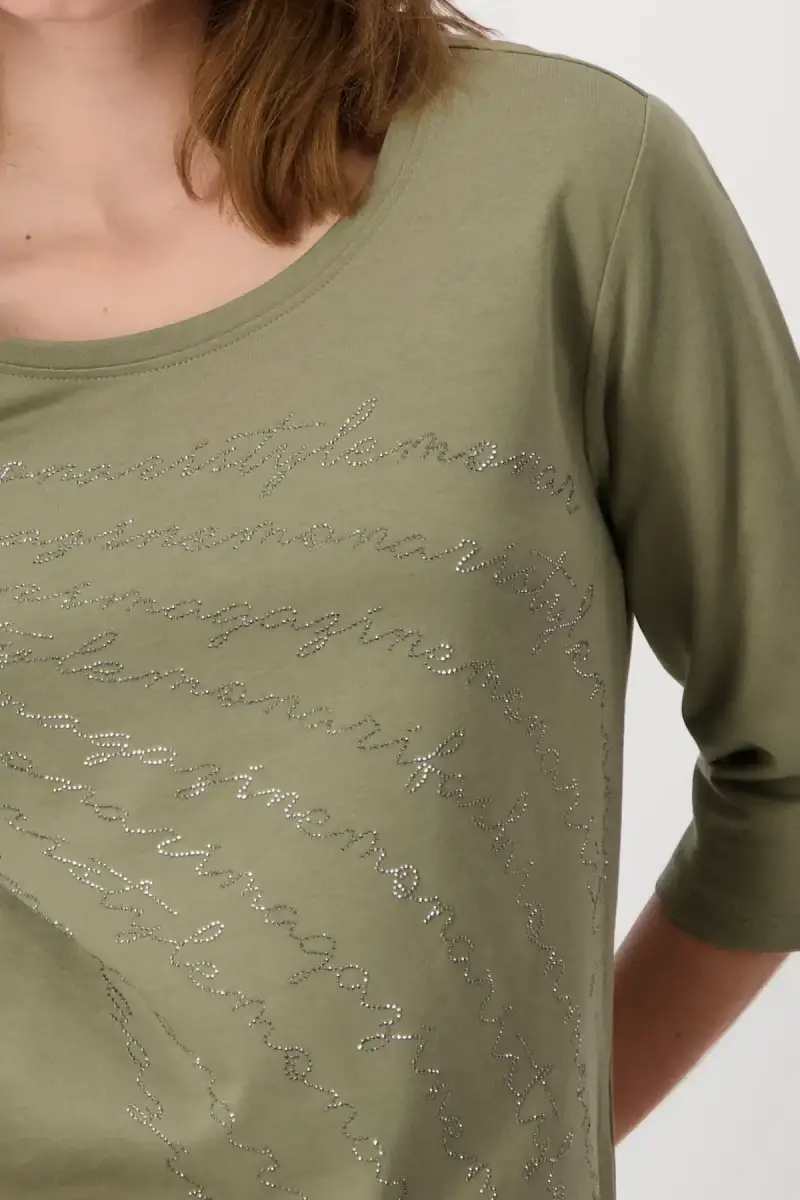 Monari Shirt mit Strass Schrift Zeitbegrenzte Promotion