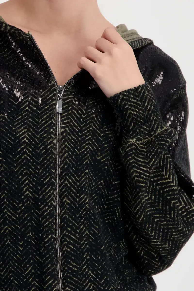 Monari Strickjacke mit Fischgratmuster und Pailletten Bis zu 65% Rabatt
