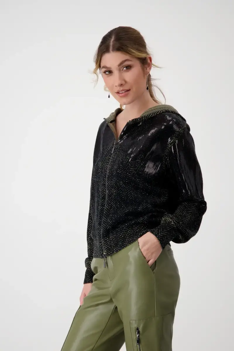 Monari Strickjacke mit Fischgratmuster und Pailletten Bis zu 65% Rabatt