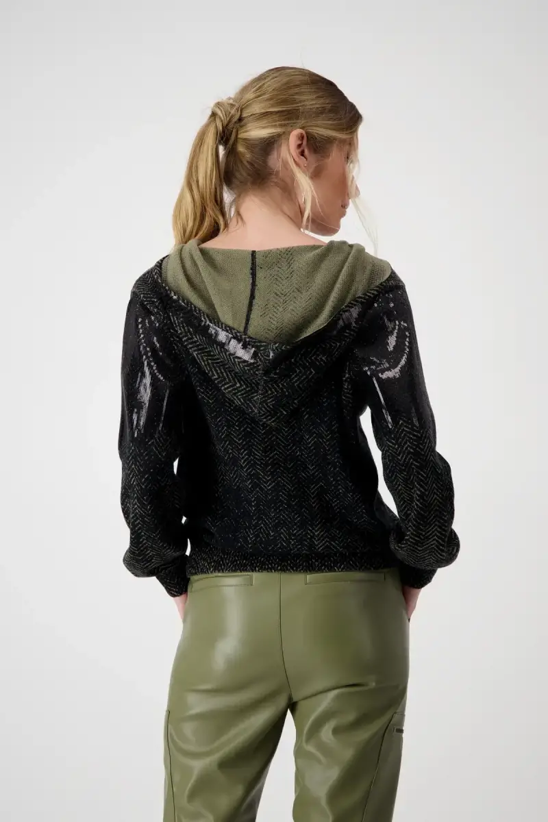 Monari Strickjacke mit Fischgratmuster und Pailletten Bis zu 65% Rabatt