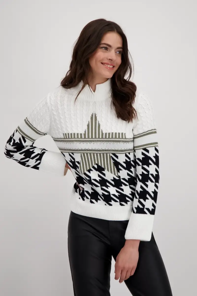 Monari Pullover mit Hahnentrittmuster Super Rabatt