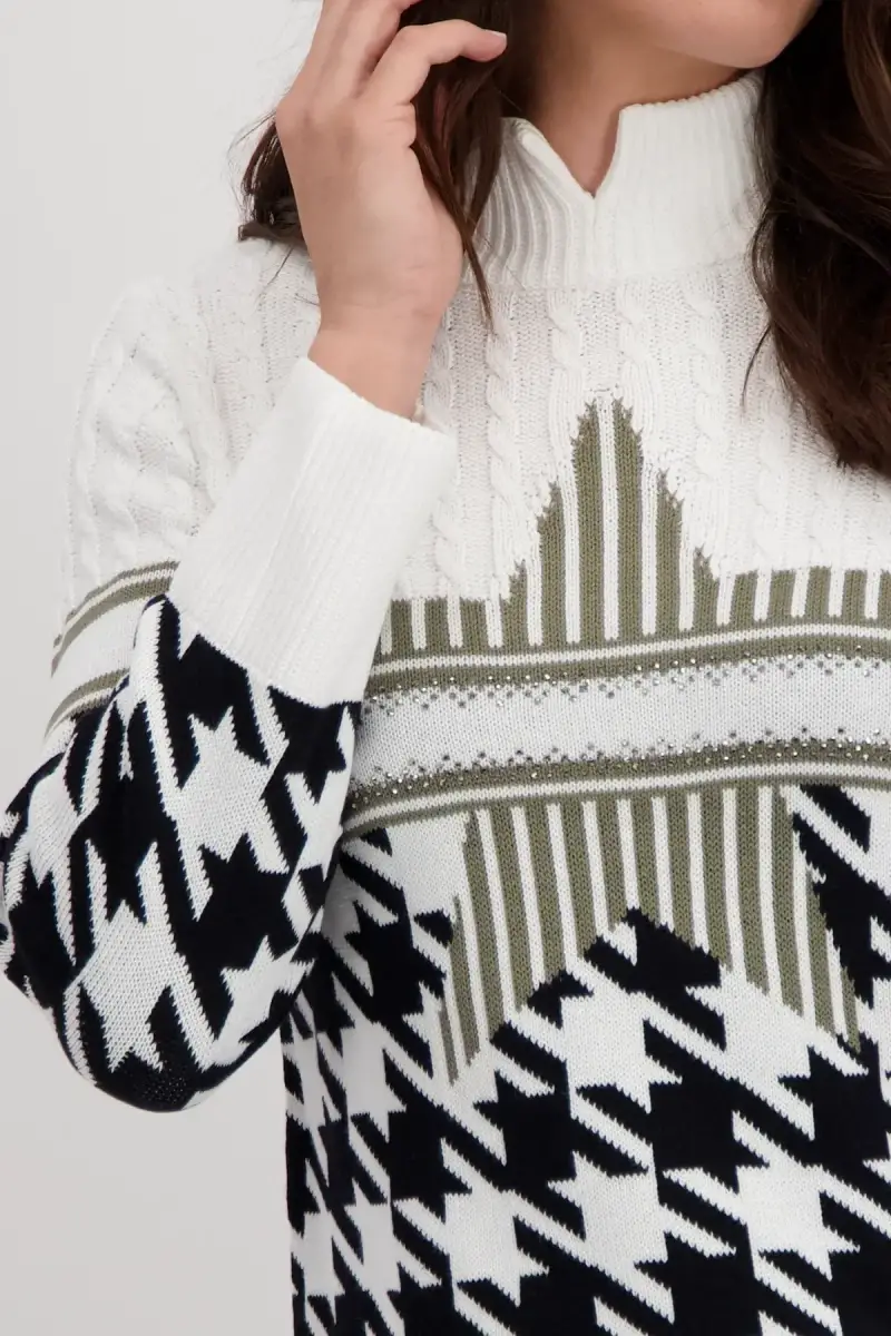Monari Pullover mit Hahnentrittmuster Super Rabatt