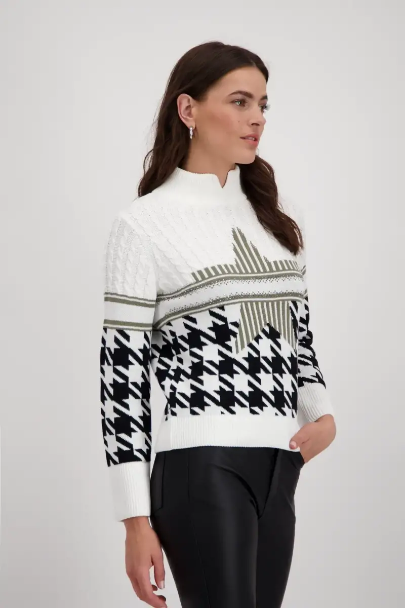 Monari Pullover mit Hahnentrittmuster Super Rabatt