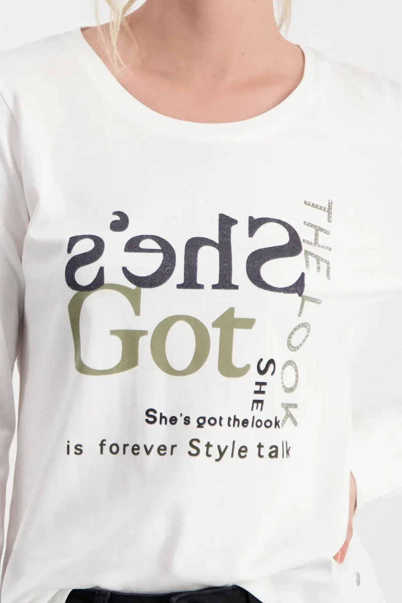 Monari Shirt mit Strass Schrift 50% Rabatt mit kostenlosem Versand