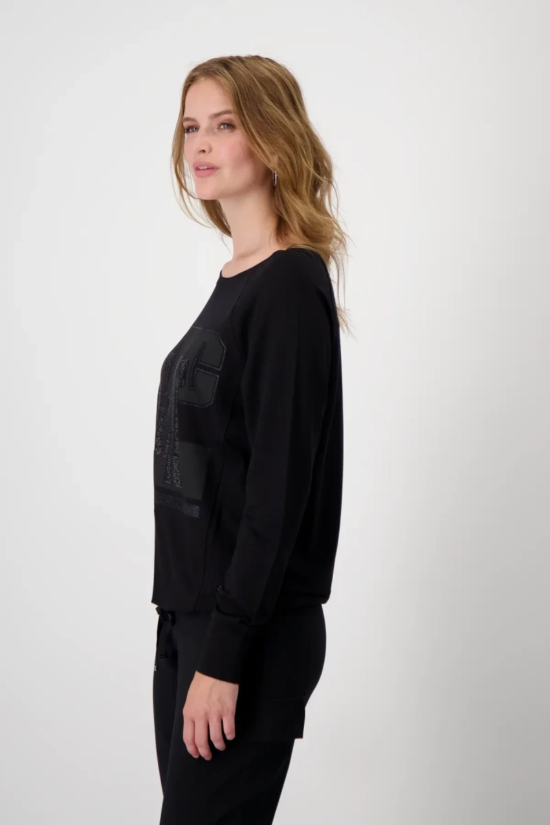 Monari Raglan Shirt mit Glitzerschrift Kostenloser Versand