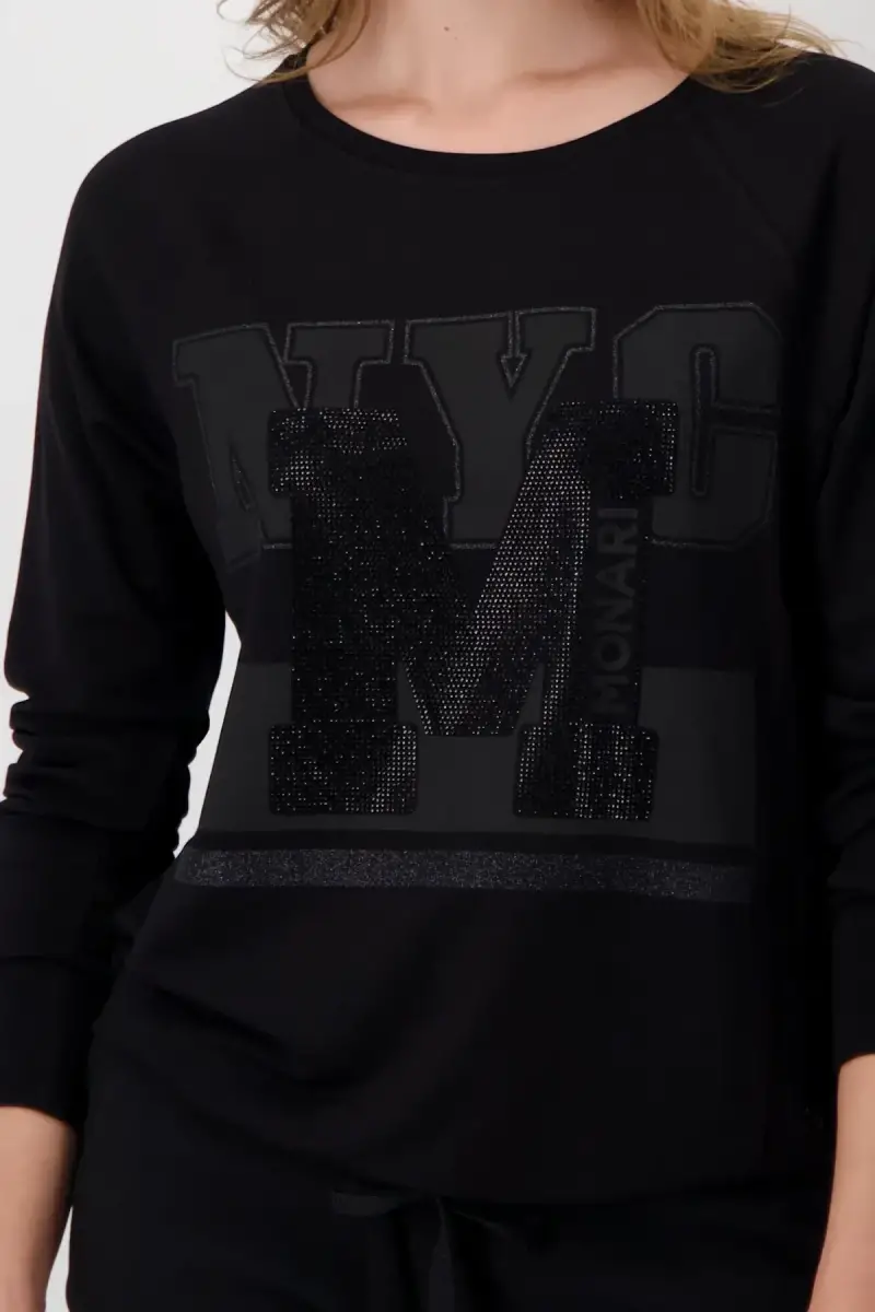 Monari Raglan Shirt mit Glitzerschrift Kostenloser Versand