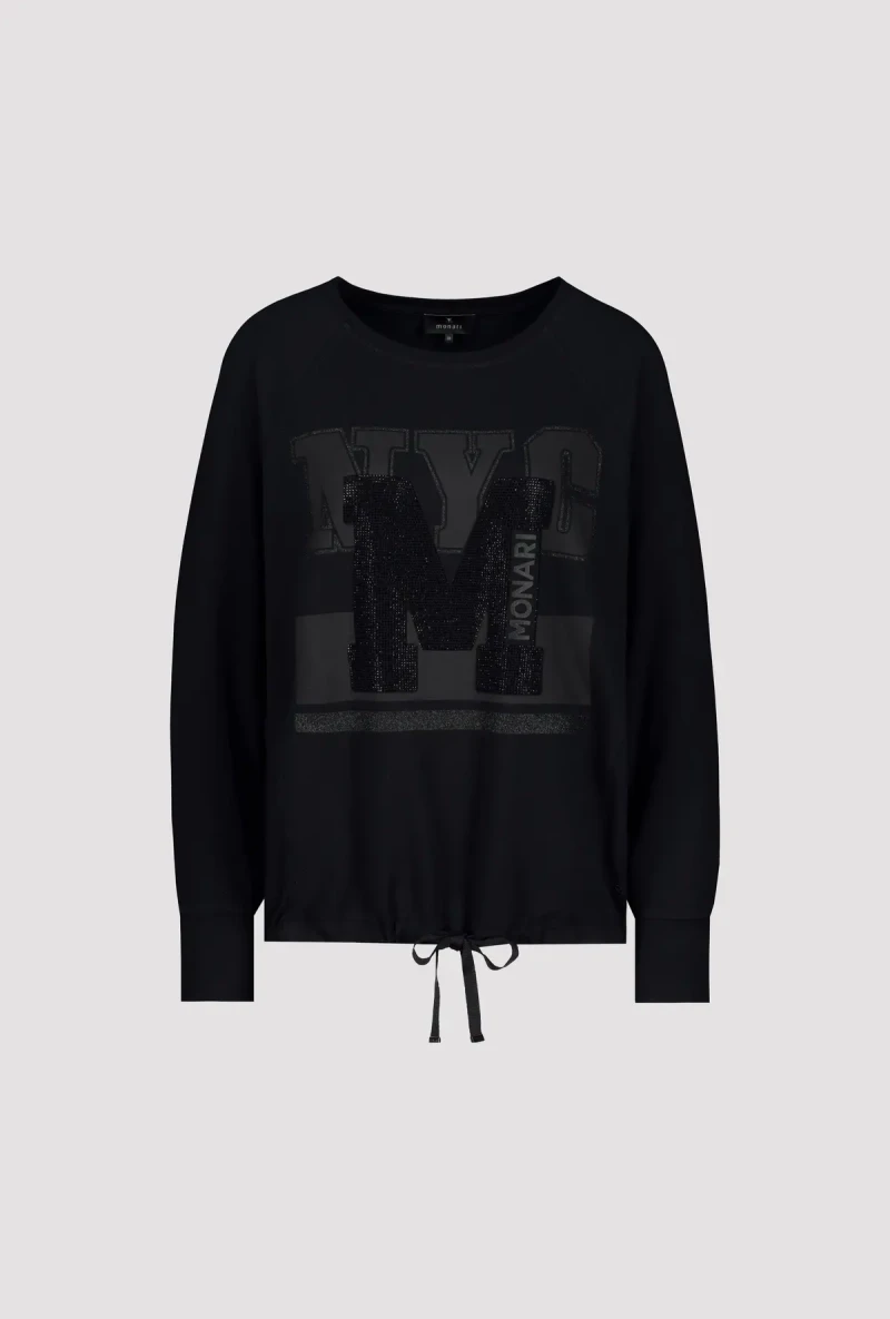 Monari Raglan Shirt mit Glitzerschrift Kostenloser Versand