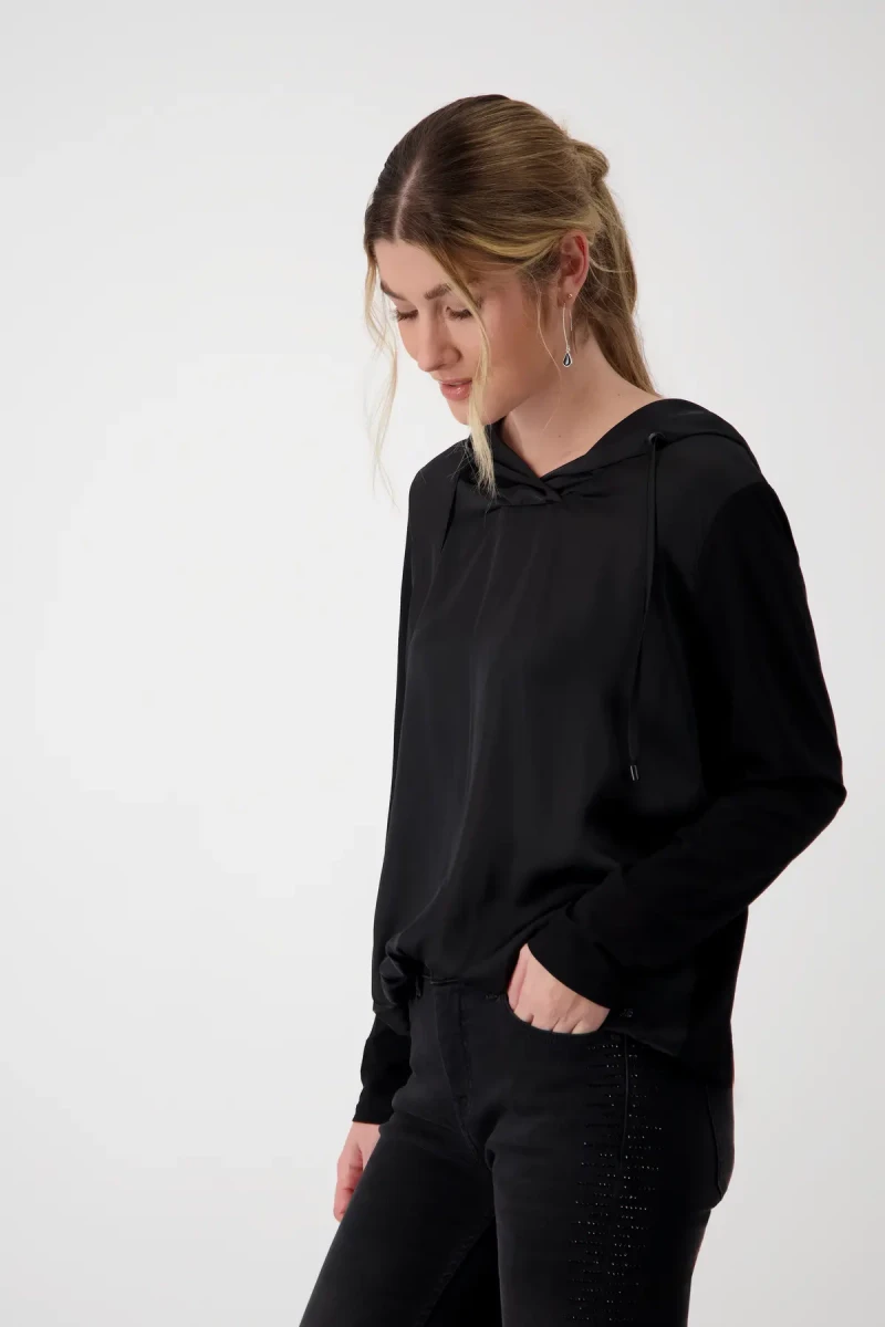 Monari Satin Blusenshirt mit Kapuze Flash Sale