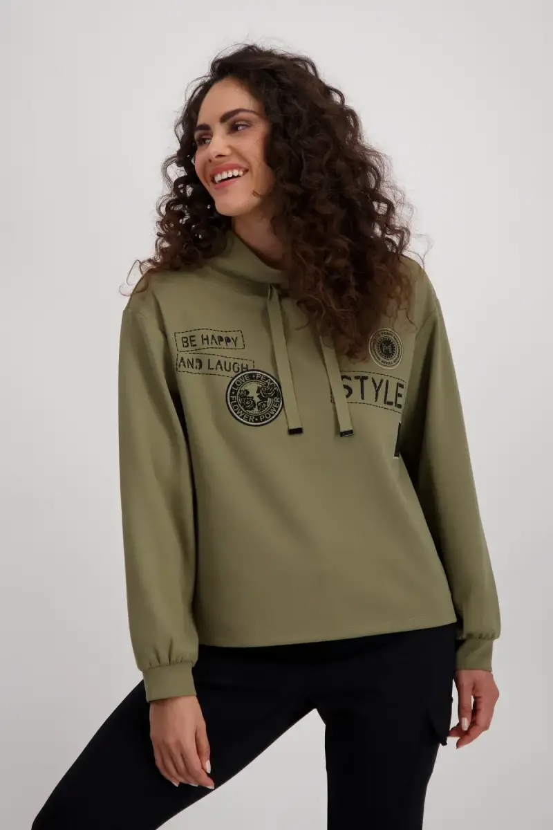 Monari Sweatshirt mit Patches und Strass Saisonschlussverkauf