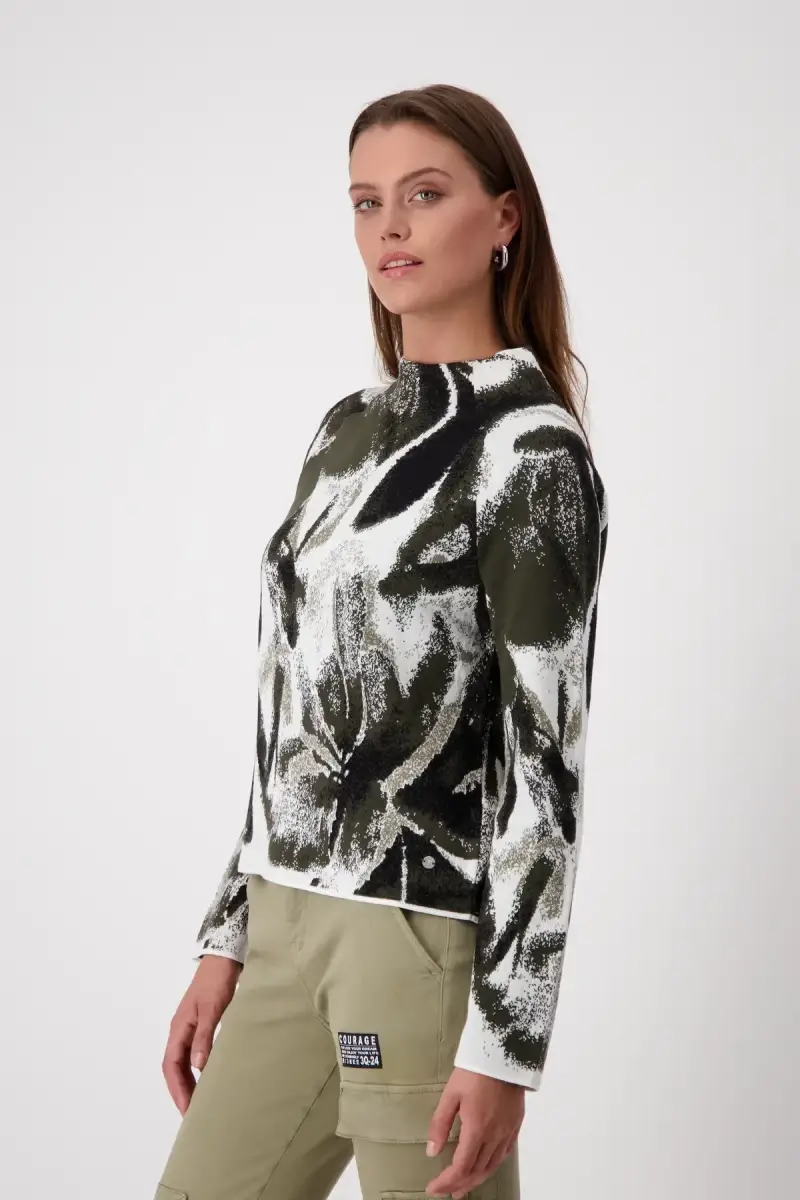 Monari Strickpullover mit Blumenmuster Top Angebot