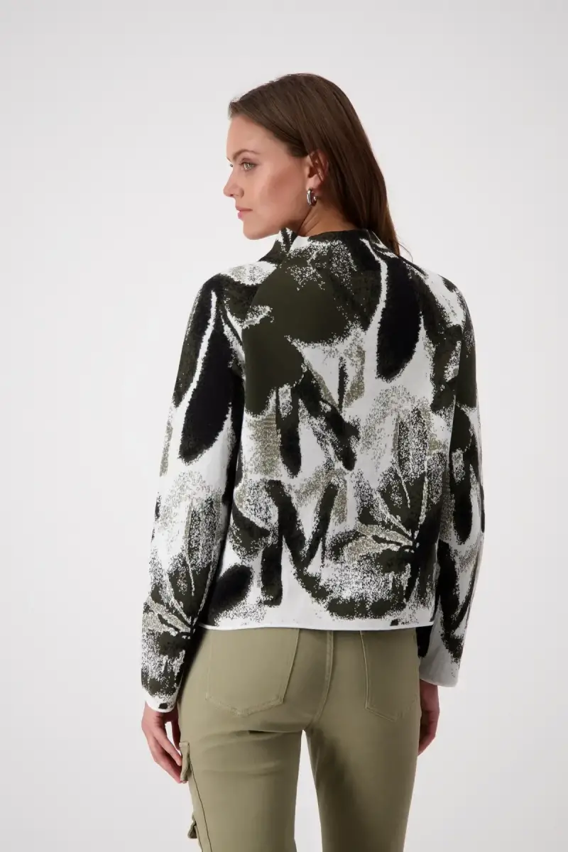 Monari Strickpullover mit Blumenmuster Top Angebot