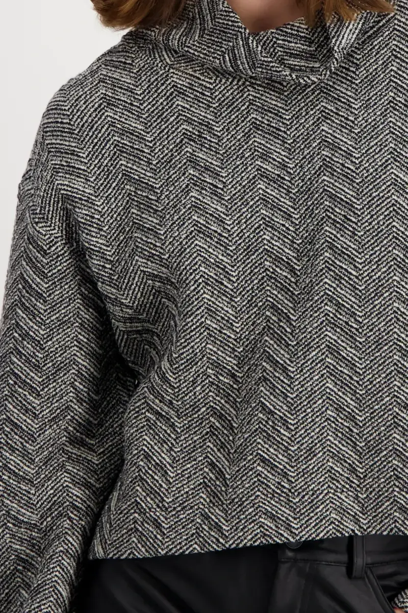 Monari Sweatshirt mit Fischgrat-Muster Zeitlich begrenztes Angebot