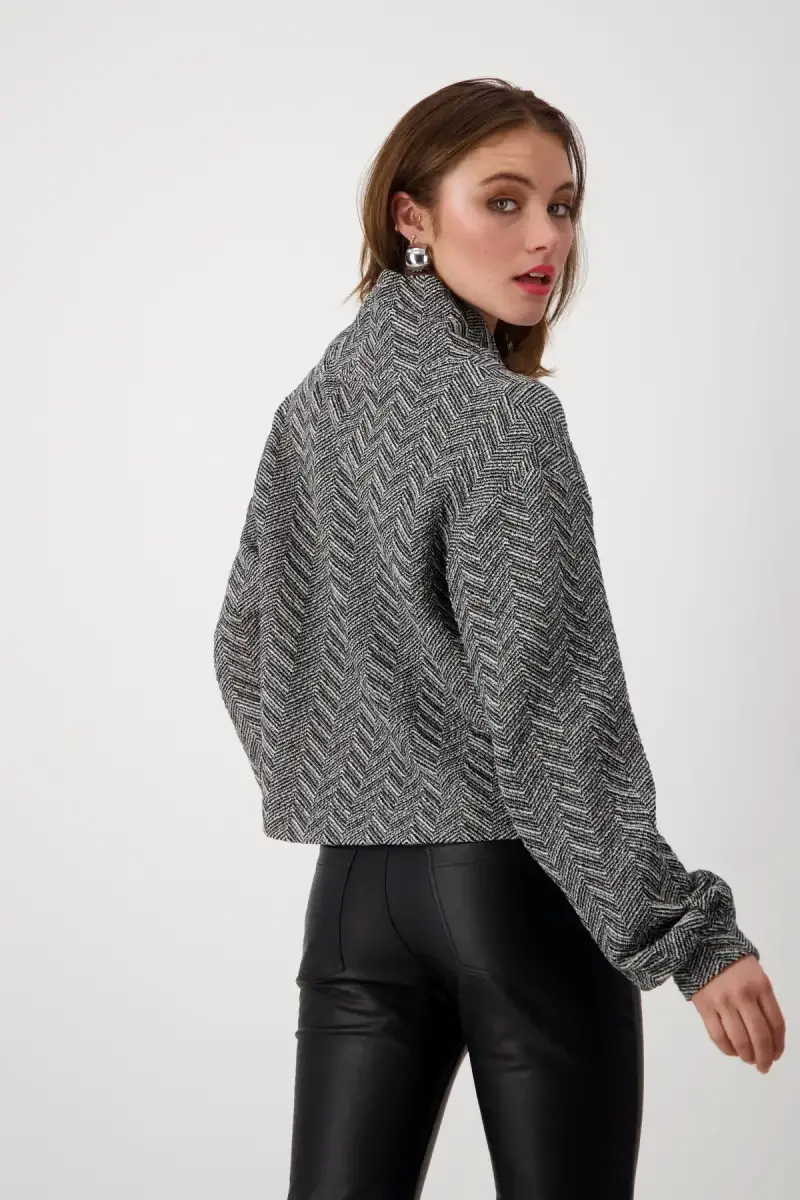 Monari Sweatshirt mit Fischgrat-Muster Zeitlich begrenztes Angebot