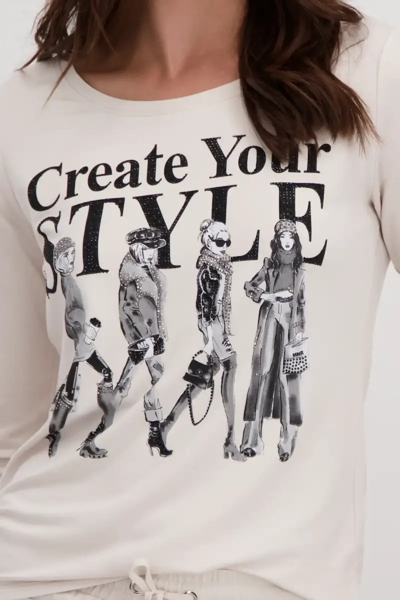 Monari Shirt mit Frauen Zeichnung Kostenloser Versand international