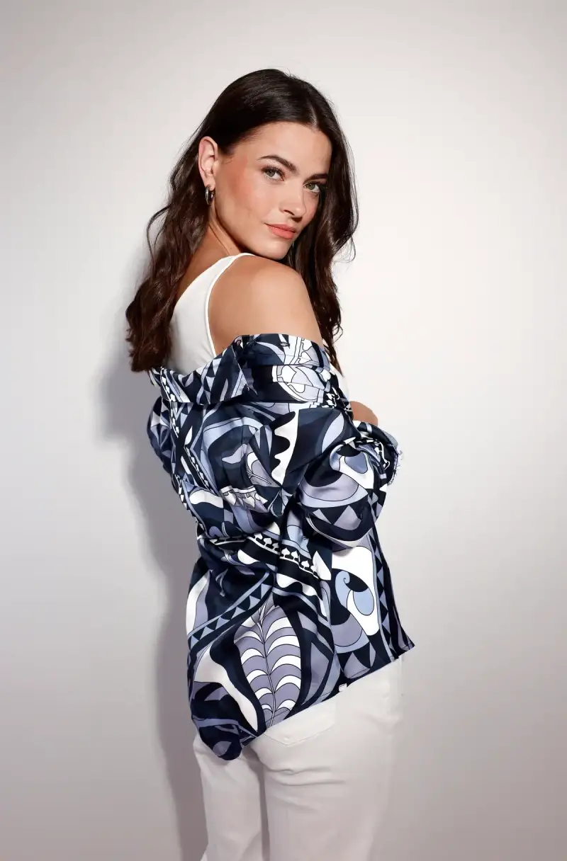 Monari Satin Bluse mit Ornamentmuster Black Friday Preise