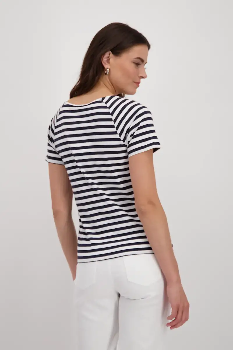 Monari Ringel Shirt mit Frauen Zeichnung Outlet