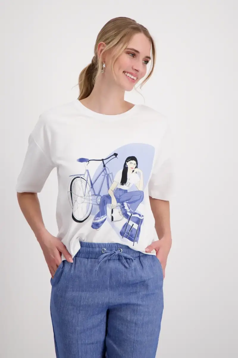 Monari T-Shirt mit Frauen Zeichnung im Angebot