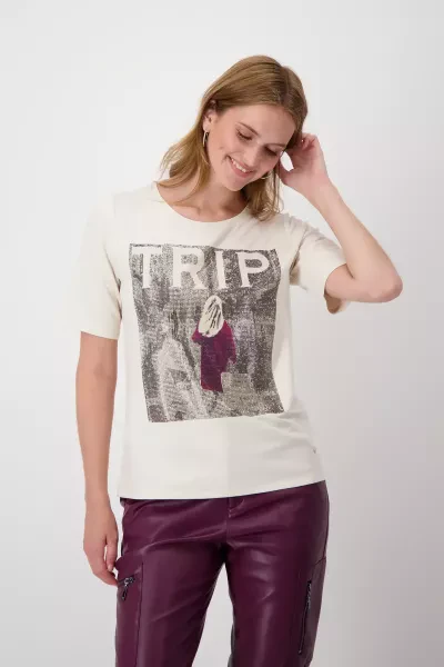 Monari T-Shirt mit Strass Schrift Kostenloser Versand