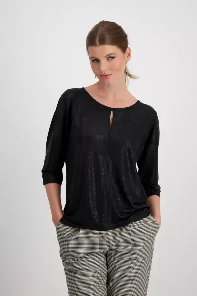Monari Glänzendes T-Shirt mit Strass Schrift Limitierter Zeitrabatt
