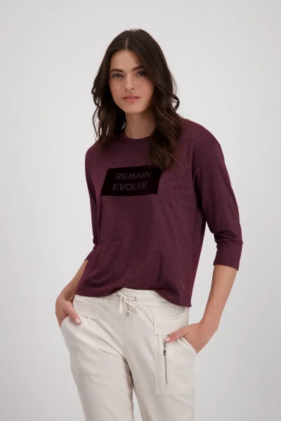 Monari Glänzendes T-Shirt mit Strass Schrift Limitierter Zeitrabatt