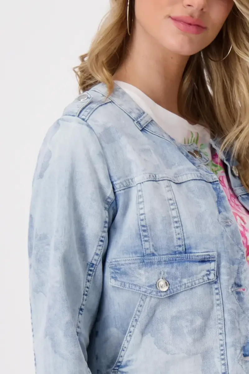 Monari Jeansjacke mit Blumenmuster Räumungsverkauf