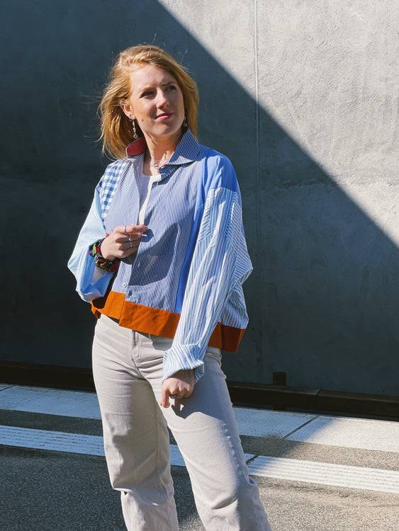 Nonoi Studio Blouson // Blau + Orange // Onesize Speichern exportieren