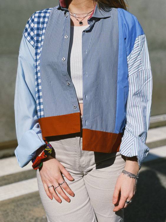 Nonoi Studio Blouson // Blau + Orange // Onesize Speichern exportieren