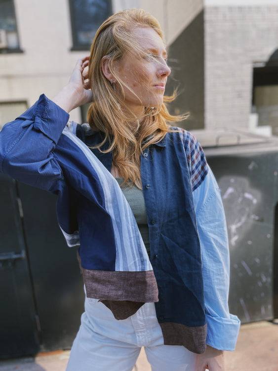 Nonoi Studio Blouson // Blau + Braun // Onesize Outlet