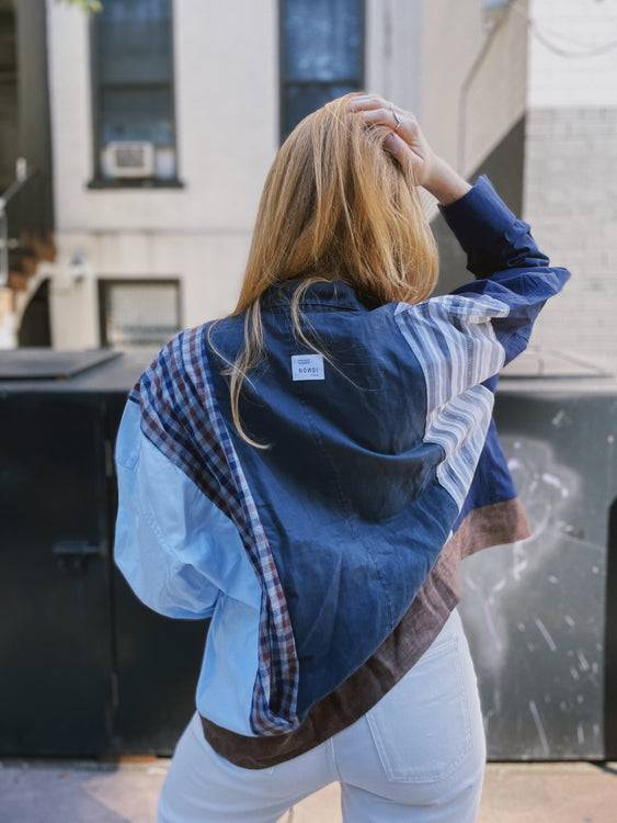 Nonoi Studio Blouson // Blau + Braun // Onesize Outlet