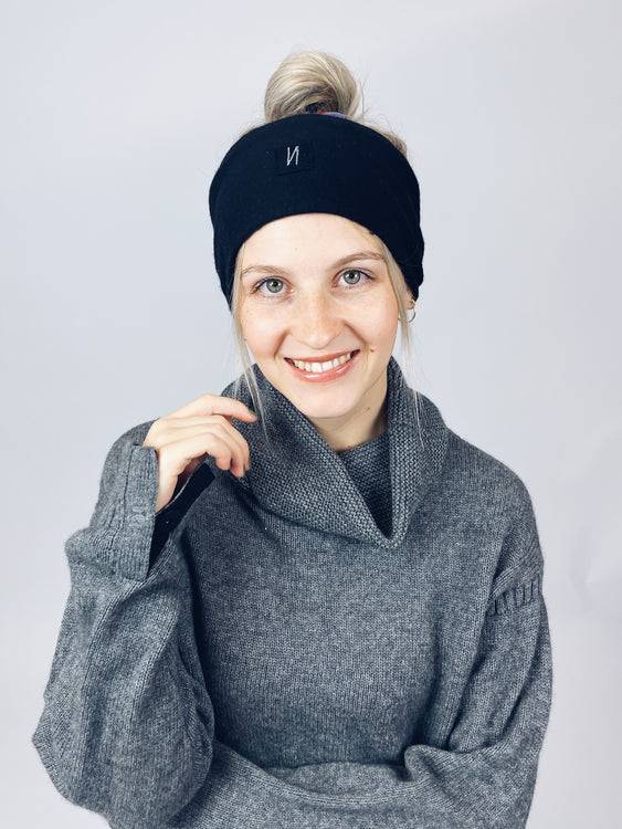 Nonoi Studio STIRNBAND "MONT" SCHWARZ // WOLLE Sonderangebot der Fabrik