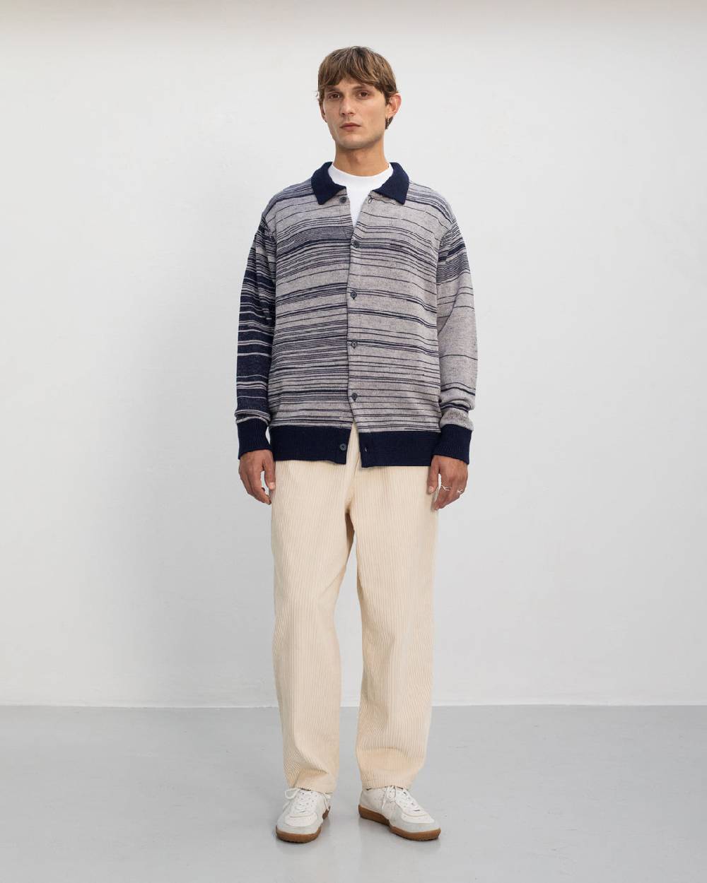 Rotholz Strick Shirt Merinowolle - Blau Gestreift Online