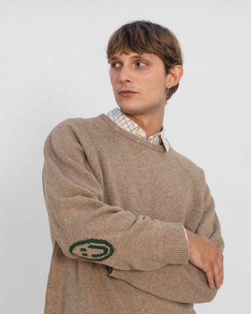 Rotholz Smiley Strickpullover Recycelte Wolle - Beige Outlet