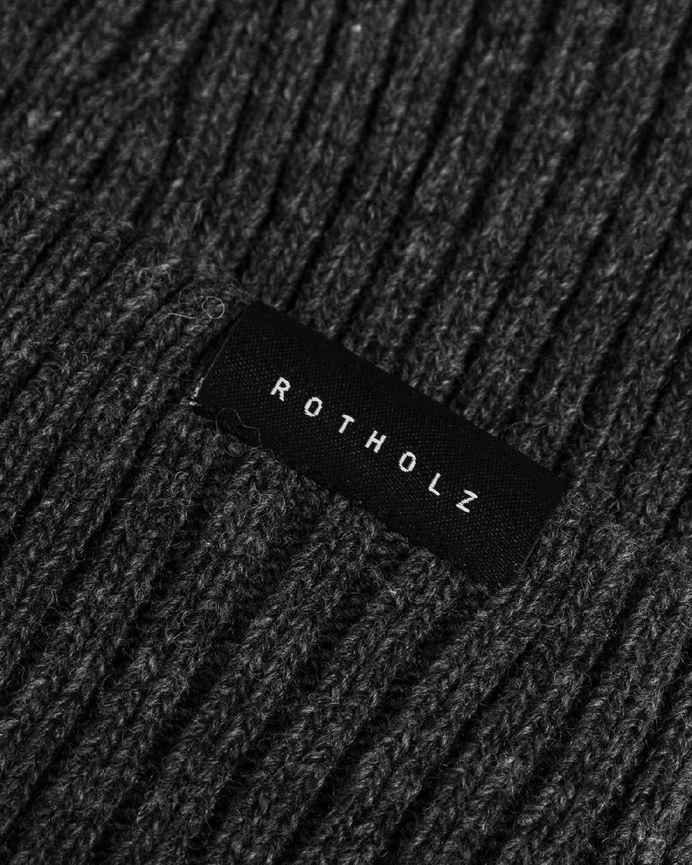 Rotholz Klassische Mütze Wollmix Ripp - Anthrazit Flash Sale