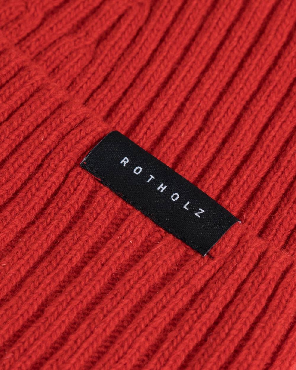 Rotholz Klassische Mütze Wollmix Ripp - Rot Begrenztes Angebot