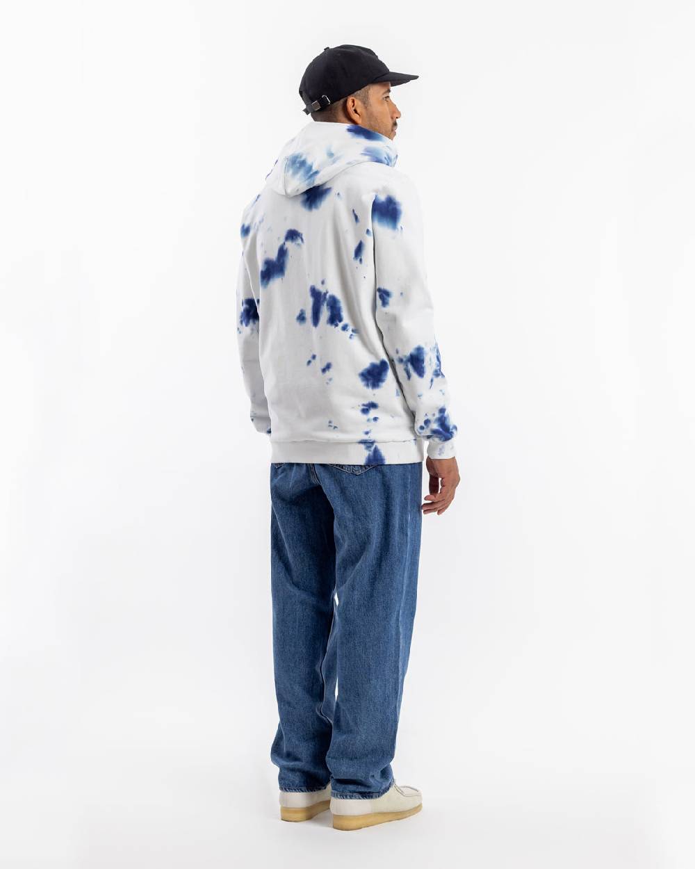 Rotholz Batik Hoodie Bio Baumwolle - Blau/Off-White Online Shopping
