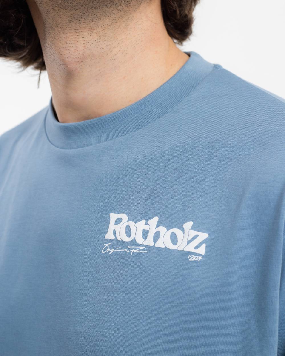 Rotholz Retro Logo T-Shirt Bio Baumwolle - Hellblau Preisnachlass