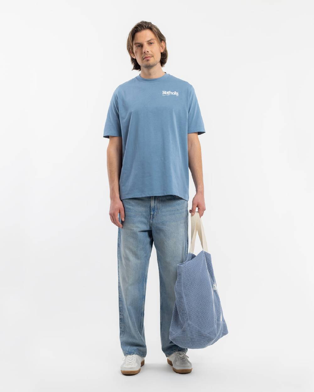 Rotholz Retro Logo T-Shirt Bio Baumwolle - Hellblau Preisnachlass