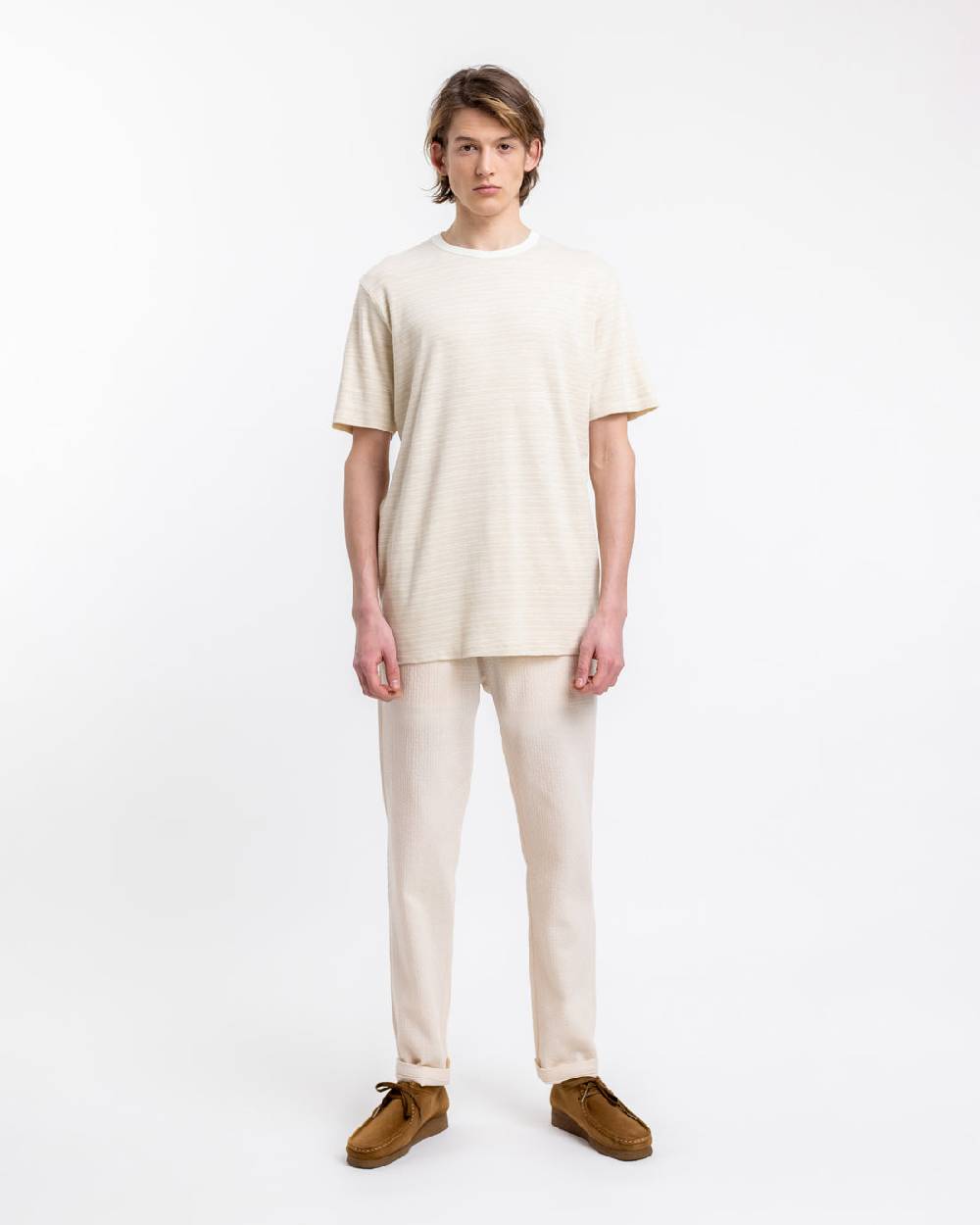 Rotholz Gestreiftes T-Shirt Creme Black Friday