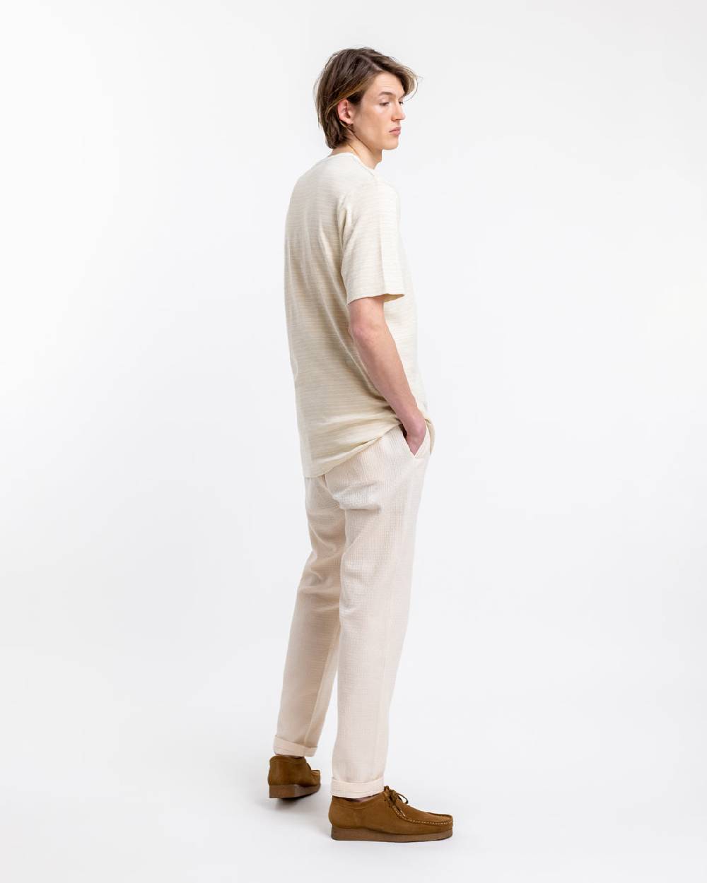 Rotholz Gestreiftes T-Shirt Creme Black Friday