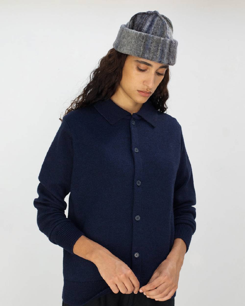 Rotholz Strick Shirt Merinowolle - Blau Begrenzte Freigabe