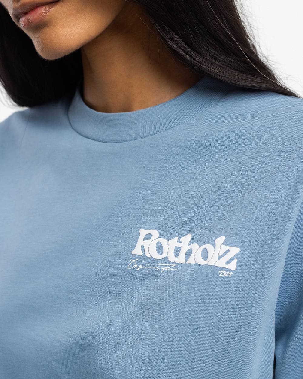 Rotholz Retro Logo T-Shirt Bio Baumwolle - Hellblau Letzter Tag
