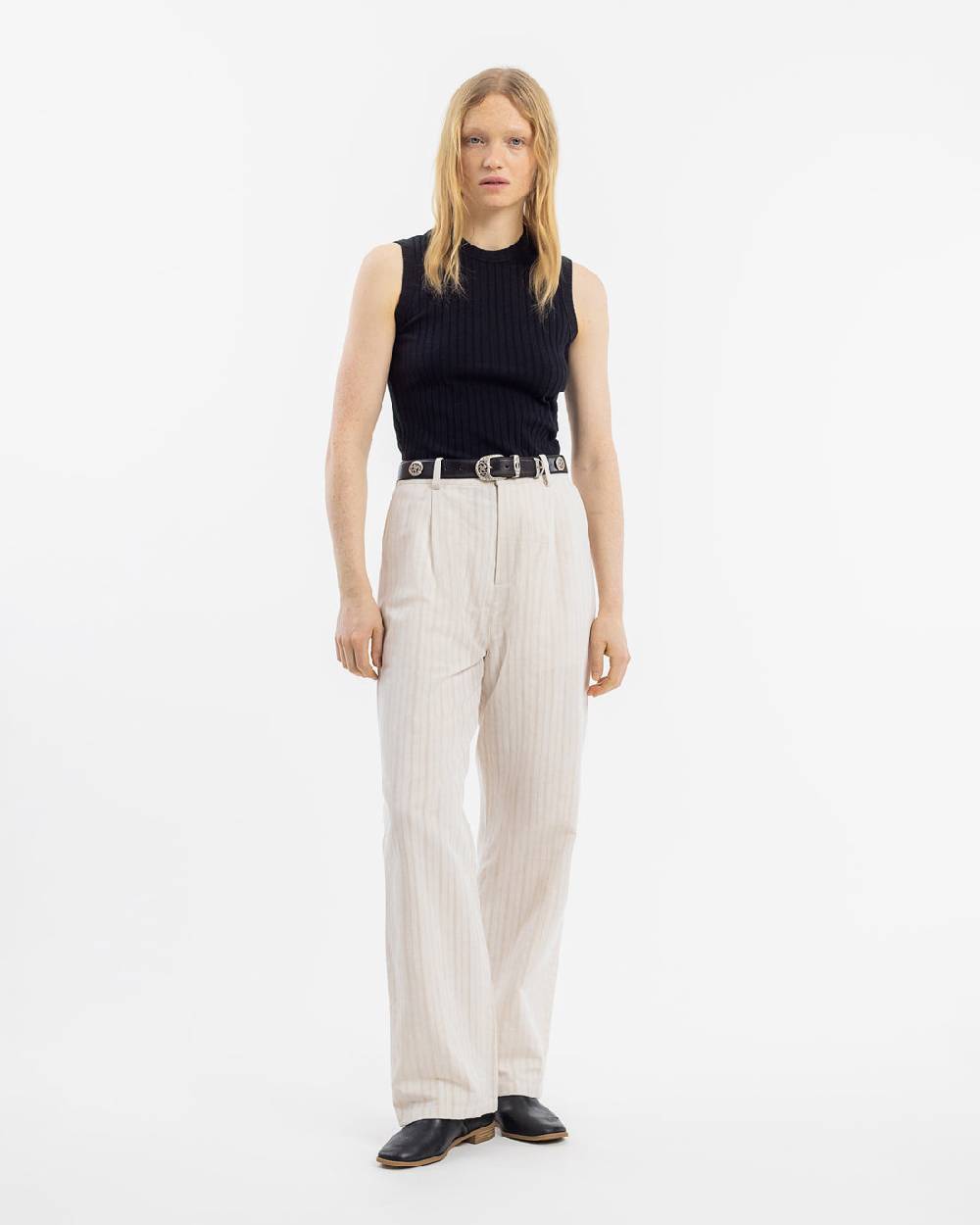 Rotholz High Waist Hose Leinen Mix - Creme Zeitbegrenzte Promotion