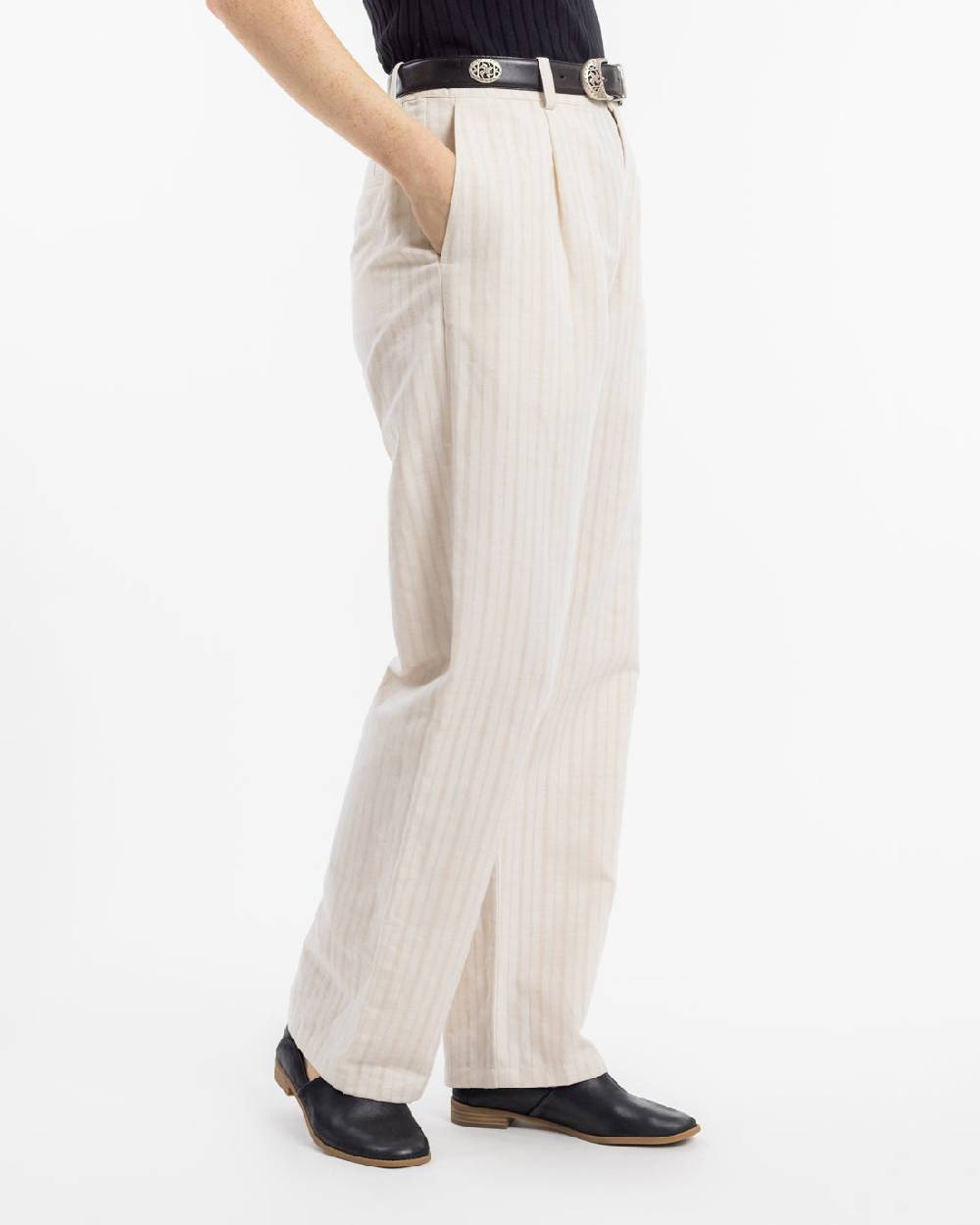 Rotholz High Waist Hose Leinen Mix - Creme Zeitbegrenzte Promotion