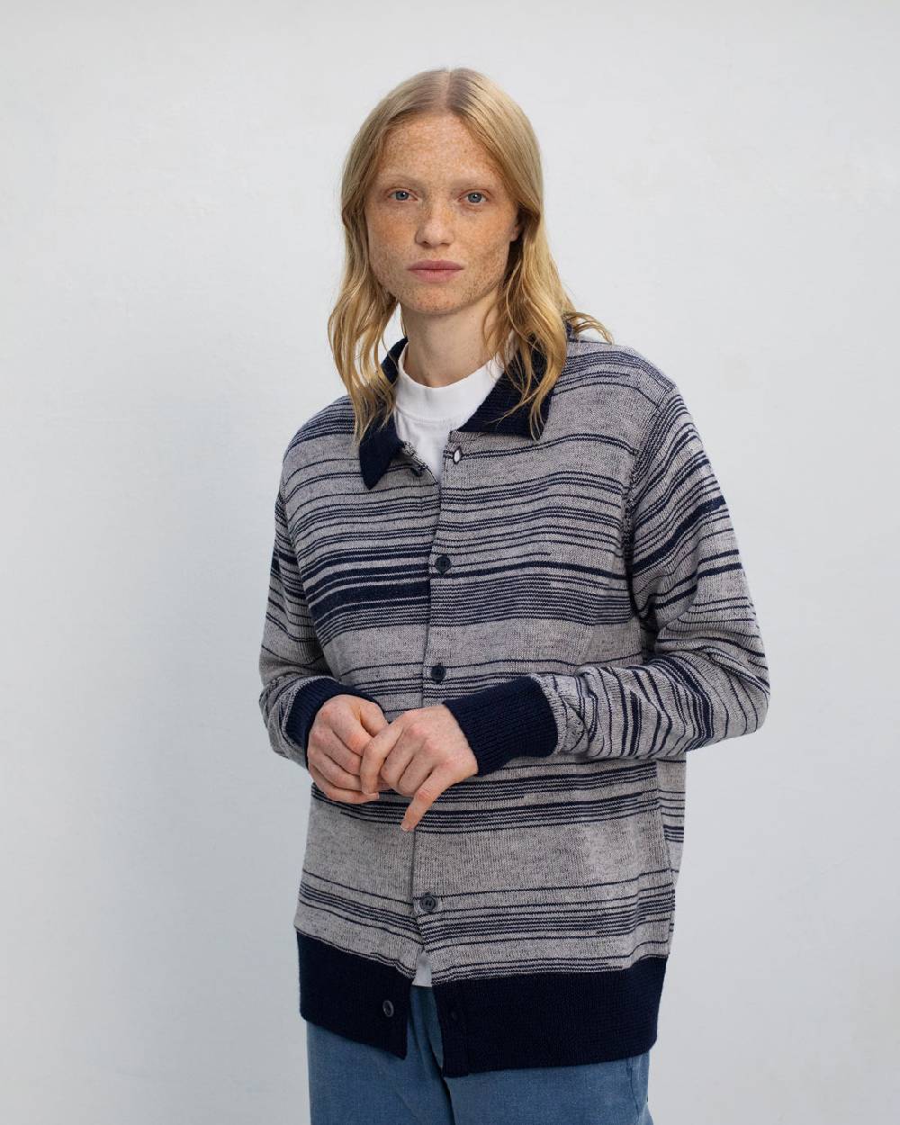 Rotholz Strick Shirt Merinowolle - Blau Gestreift Bis zu 60% Rabatt