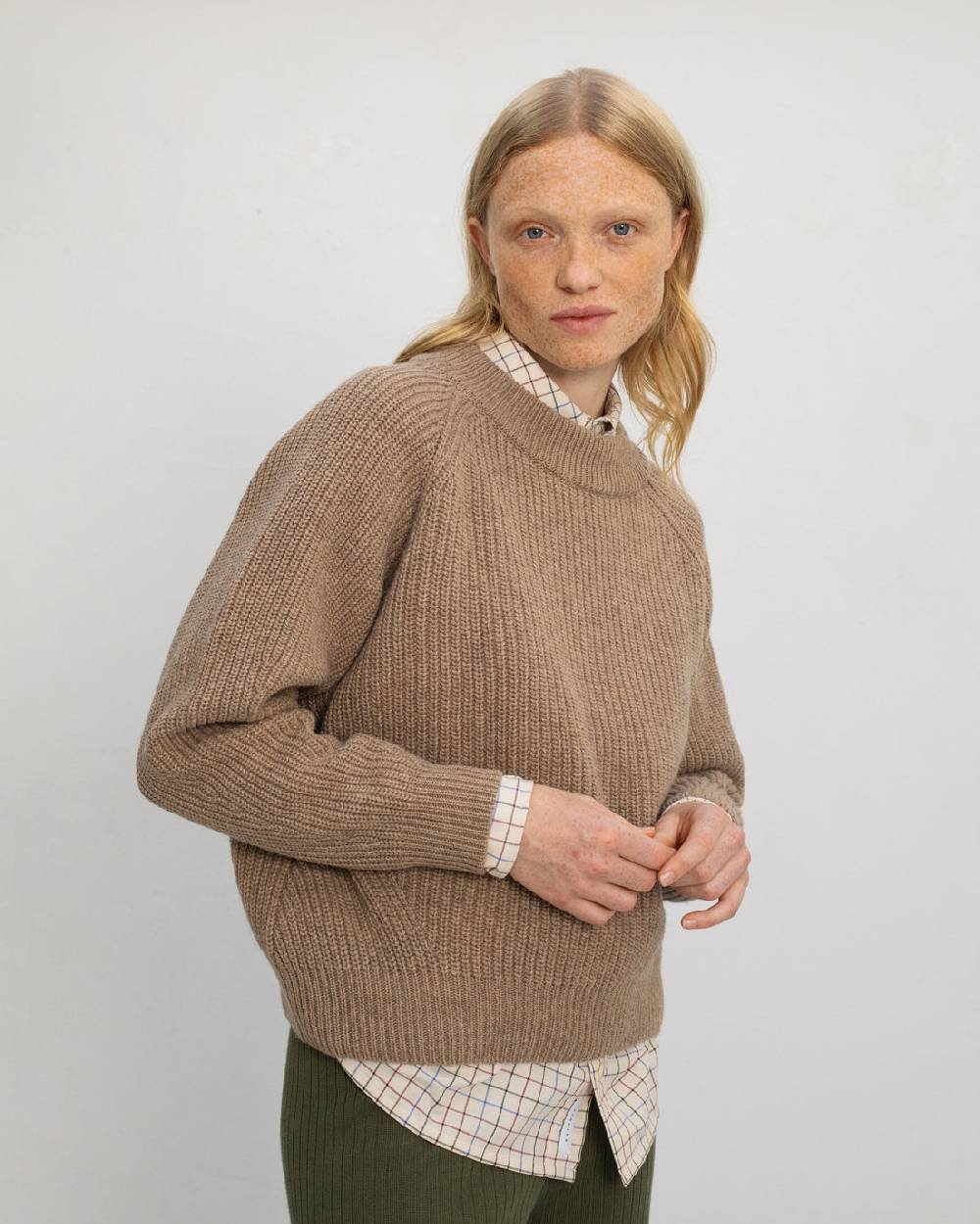 Rotholz Grober Strickpullover Recycelte Wolle - Beige Bis zu 55% Rabatt