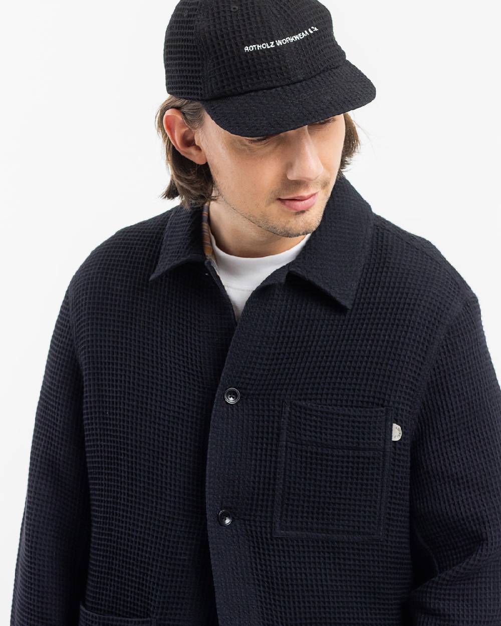 Rotholz Workwear Jacke Waffle Cotton - Schwarz Begrenzt auf 3 Tage