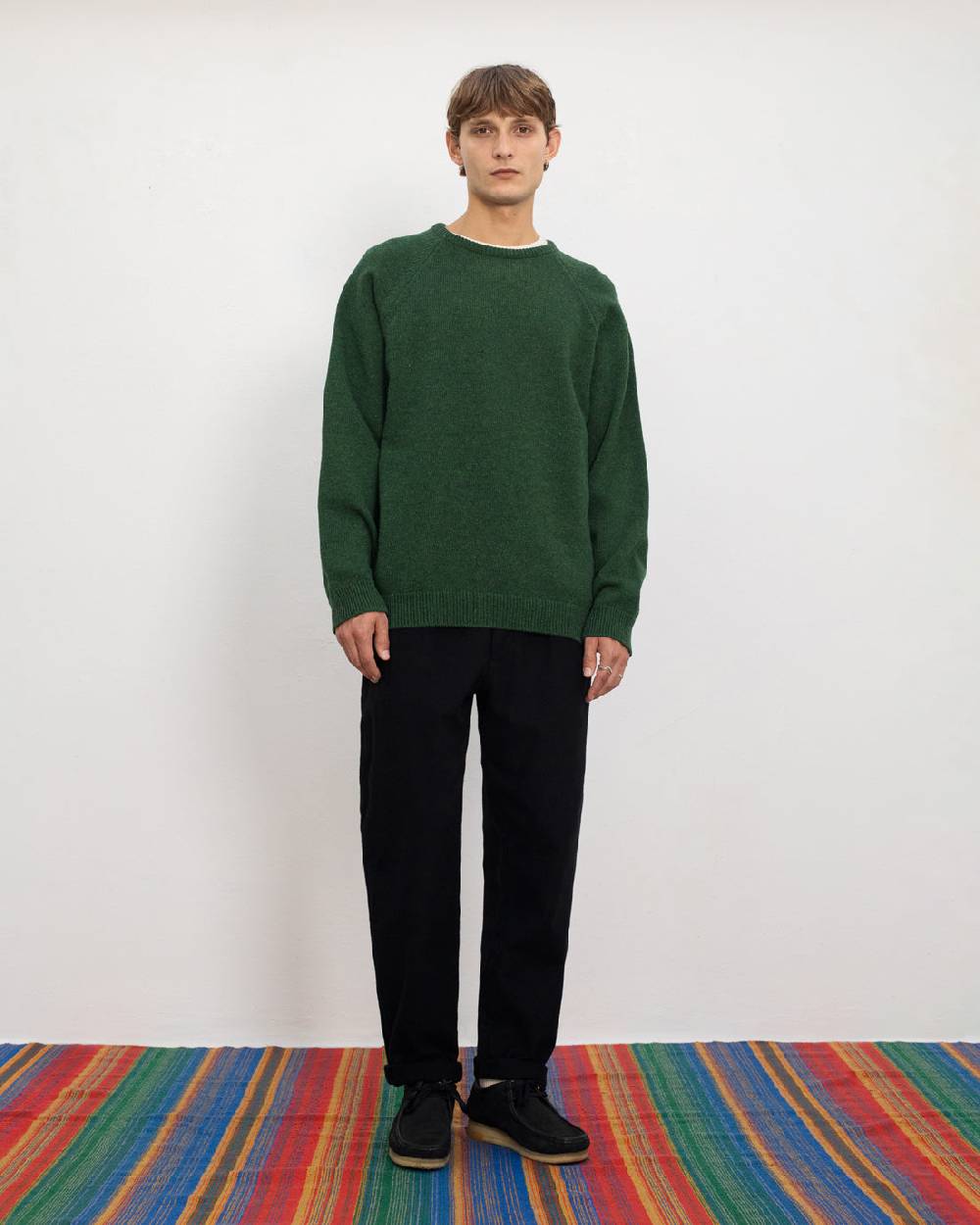 Rotholz Smiley Strickpullover Recycelte Wolle - Grün 50% Rabatt für begrenzte Zeit